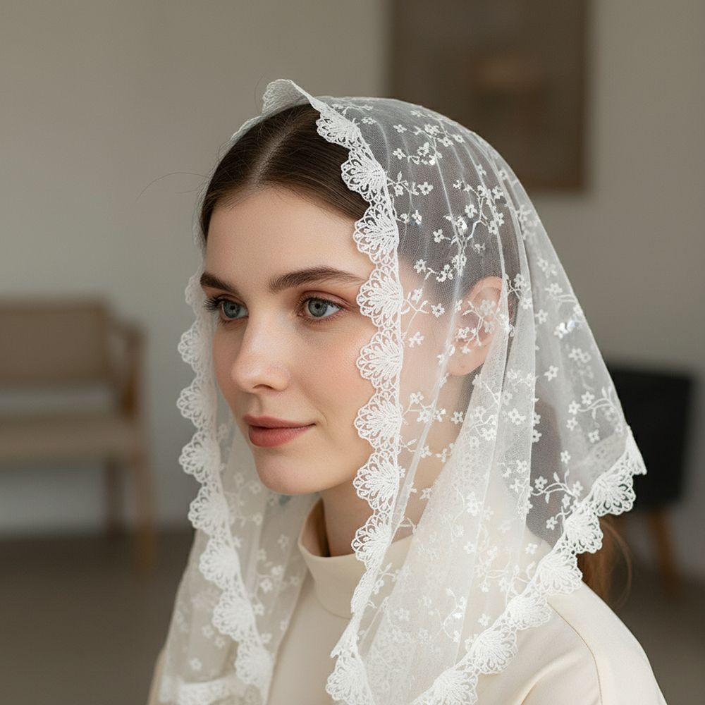 Vintage Fashion Photography - Fashion Vintage Lace Flower Hair Scarf