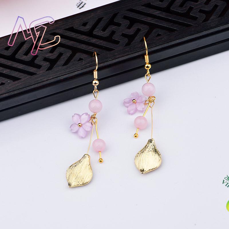 Pink Natural Jade Flower Earri - Vintage Women Fashion review and price
