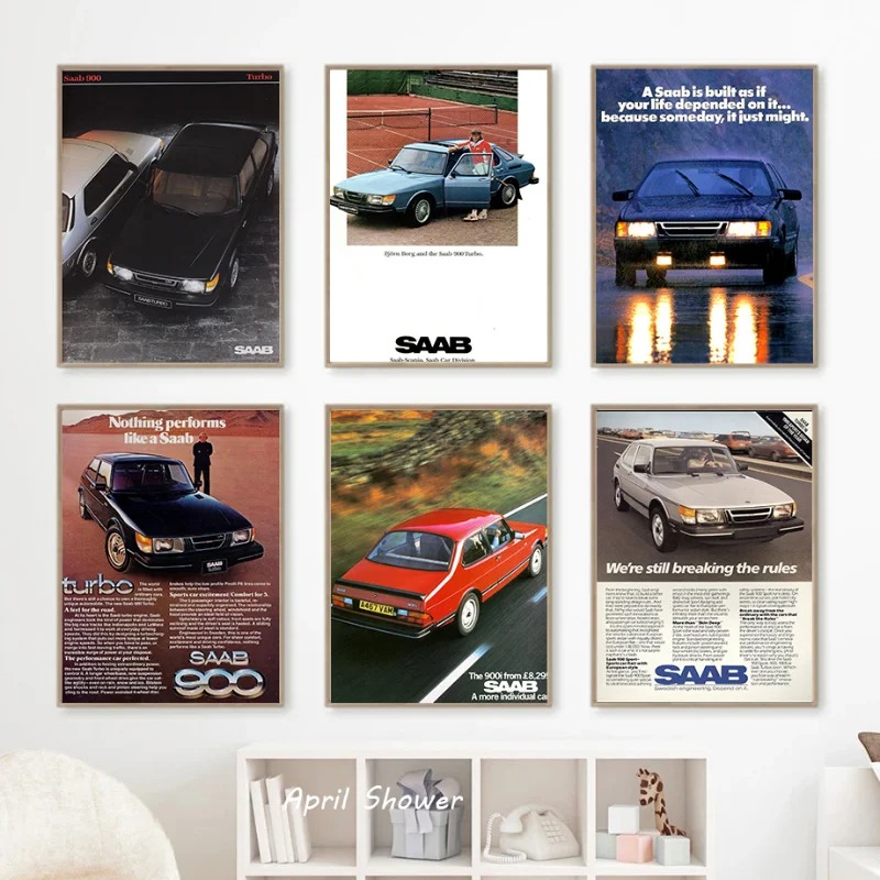 Classic Vintage Saab 900 Turbo - Vintage Fashion Prints For Wall review and price