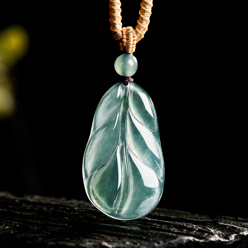 Myanmar Jadeite Leaf Pendant G - Vintage Women Fashion review and price