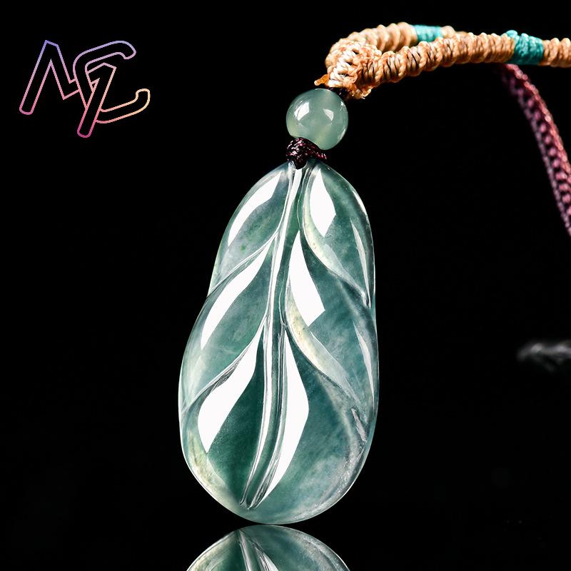 Myanmar Jadeite Leaf Pendant G - Vintage Women Fashion review and price
