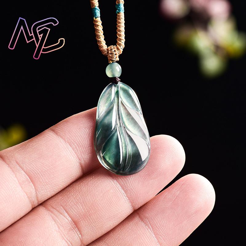 Myanmar Jadeite Leaf Pendant G - Vintage Women Fashion review and price